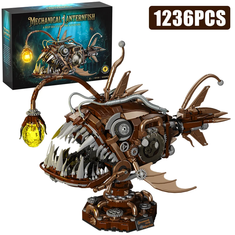 

Creative 1236Pcs Mechanical Lanternfish Marine Animals Building Blocks Technical Lantern Fish MOC Bricks Toys For Children Gifts