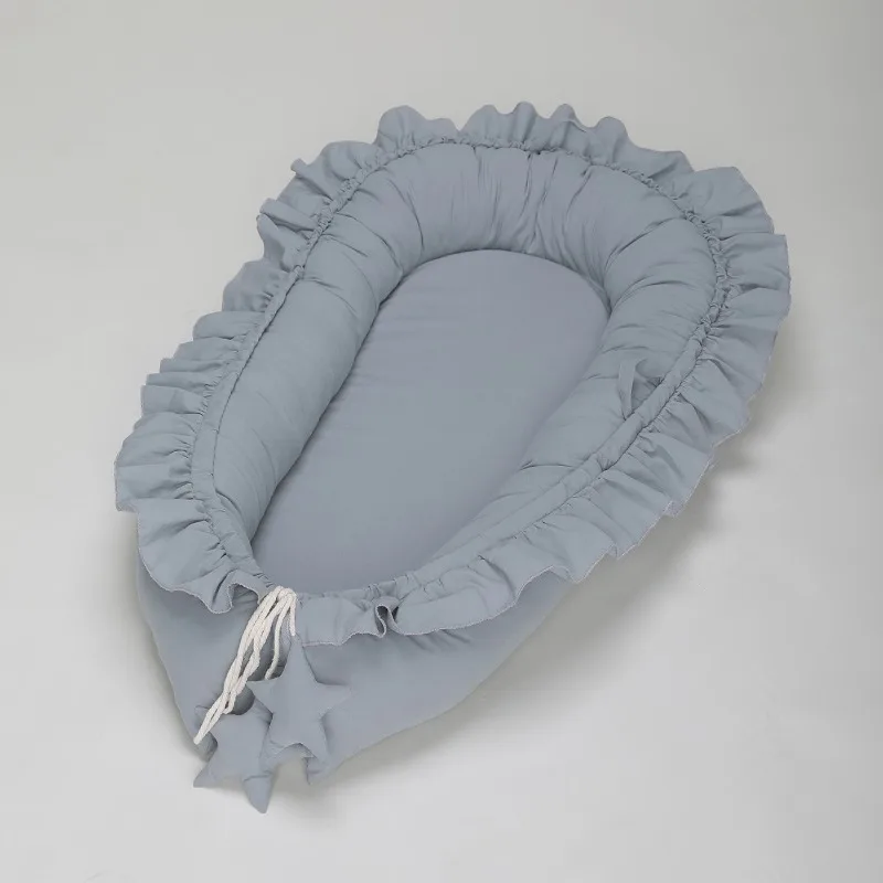 Baby Nest Bed for Co-Sleeping Cotton Ruffled Newborn Lounger Portable Baby Bassinet, Adjustable Baby Sleep Nest for Crib Travel