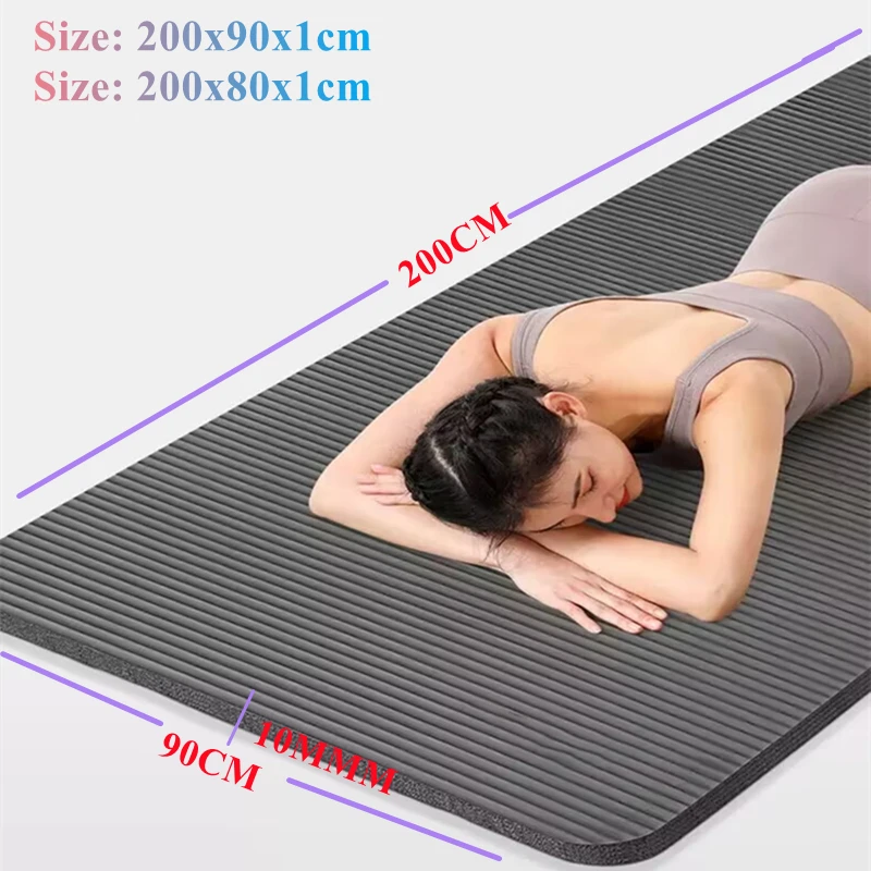 200×90/80cm 10MM Thick Yoga Mat Anti-skid Yoga and Pilates Gymnastics Mat Sports Fitness Mat Comfort Foam Yoga Matt for Exercise