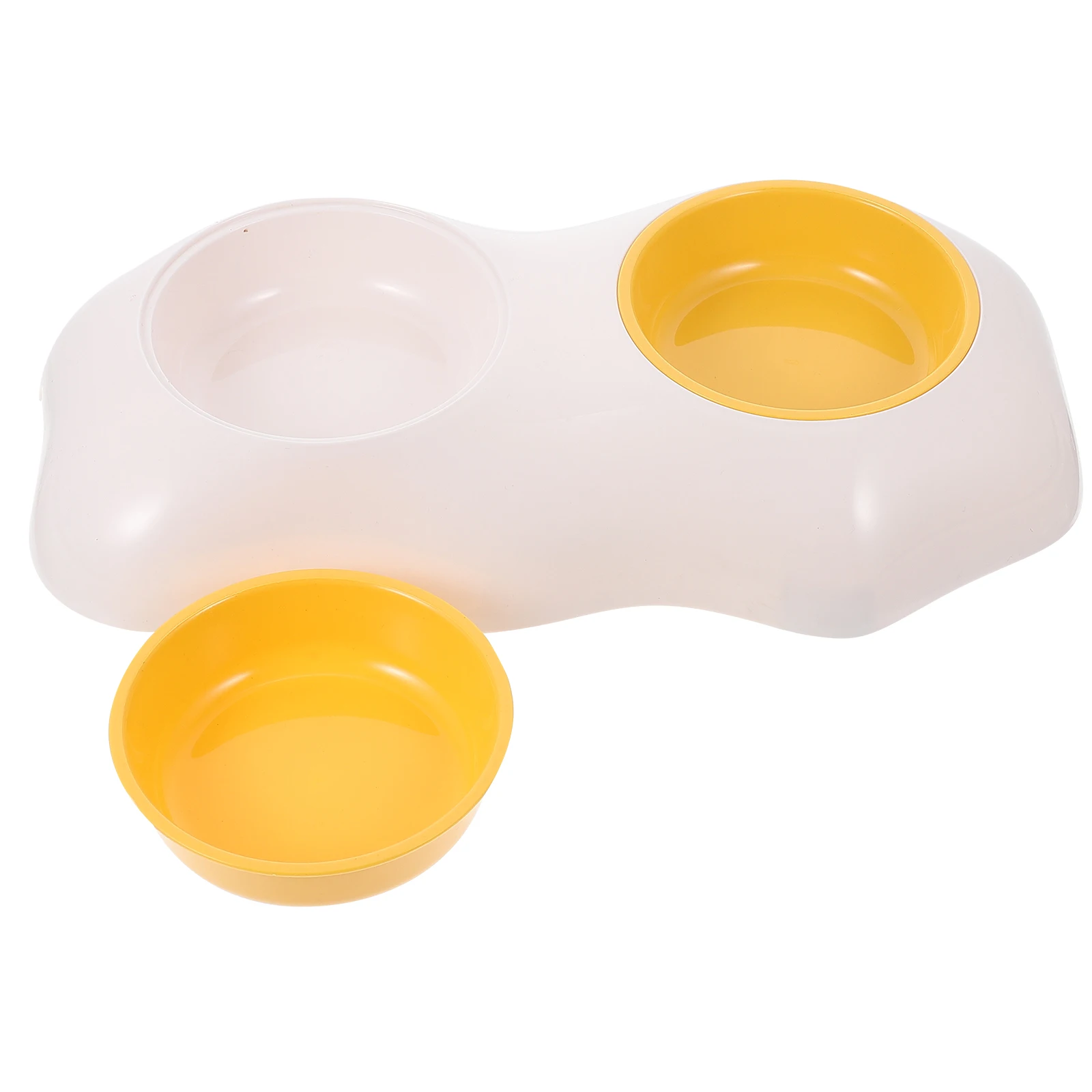 

Egg Yolk Shaped Pet Feeder Dual Bowl Cat Dog Food Water Container Adorable Non-Slip Design Easy Clean Detachable