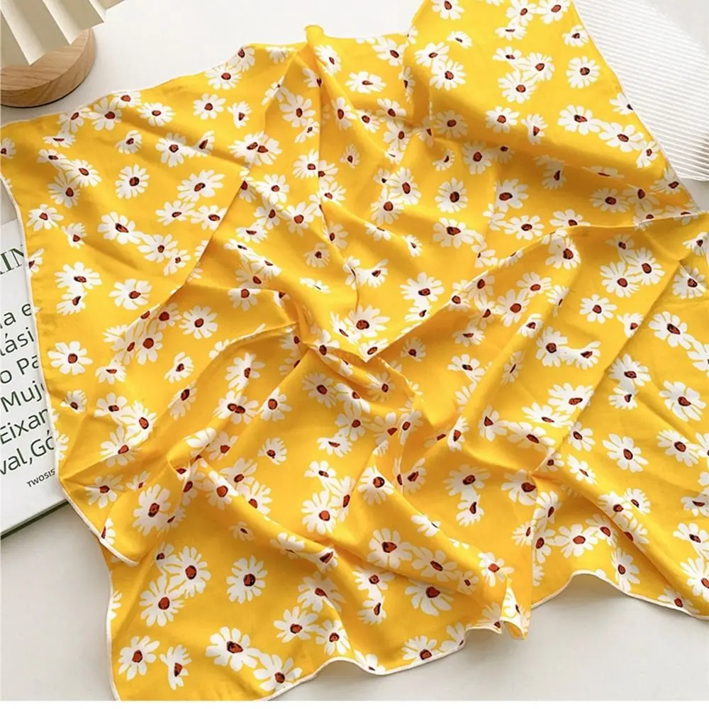 Diadema de flores, pañuelo cuadrado de lino y algodón, pañuelo para la cabeza, pañuelo Floral de estilo Pastoral, bufandas, pañuelo para el cuello, banda para el cabello para mujer