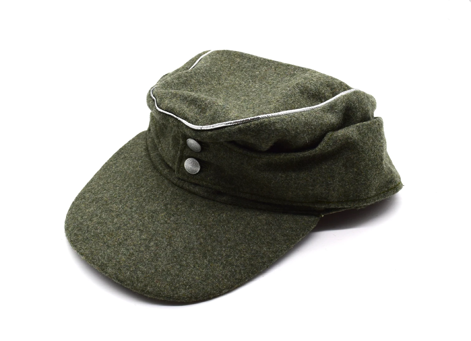 Reenactment GERMAN M43 OFFICER WH EM FIELD PANZER WOOLEN CAP HAT GREEN