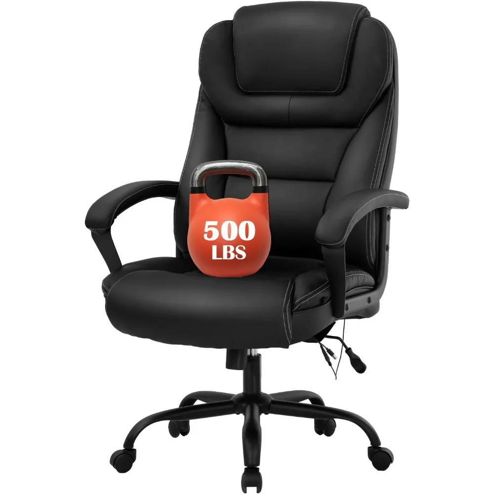 Silla de escritorio ergonómica con respaldo alto con asiento ancho y soporte lumbar para gran capacidad, hasta 500 libras