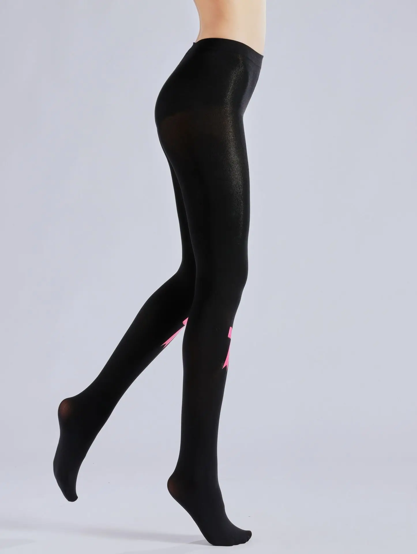 Bow Pattern Printed Pantyhose Autumn And Winter Black With Pattern Base Socks Sexy Pattern Socks