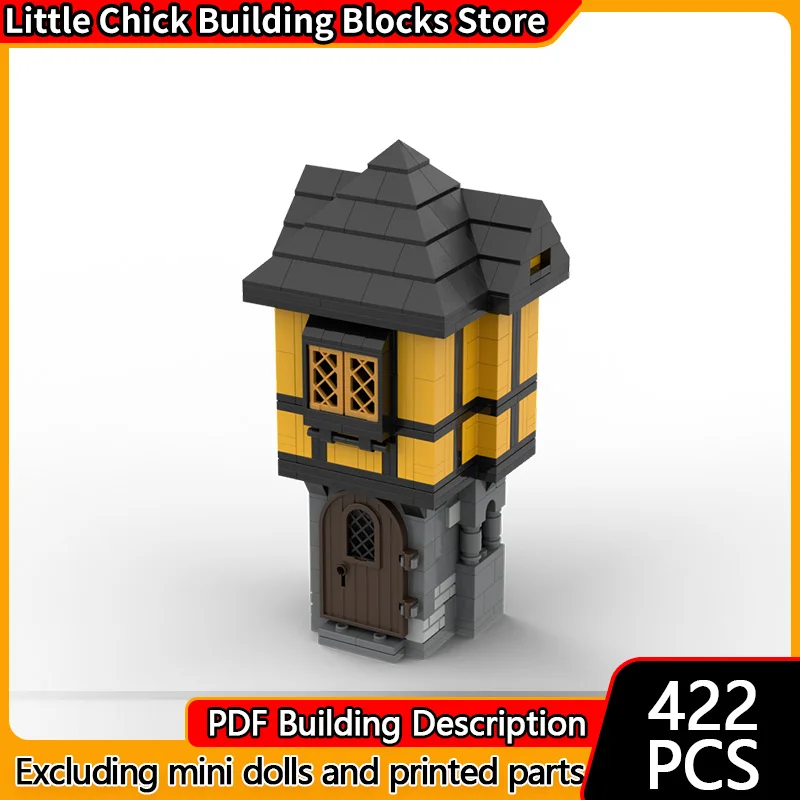 

City Street View Model MOC Building Bricks Yellow Medieval House Modular Technology Children Holiday Gifts Assemble Toys Suit