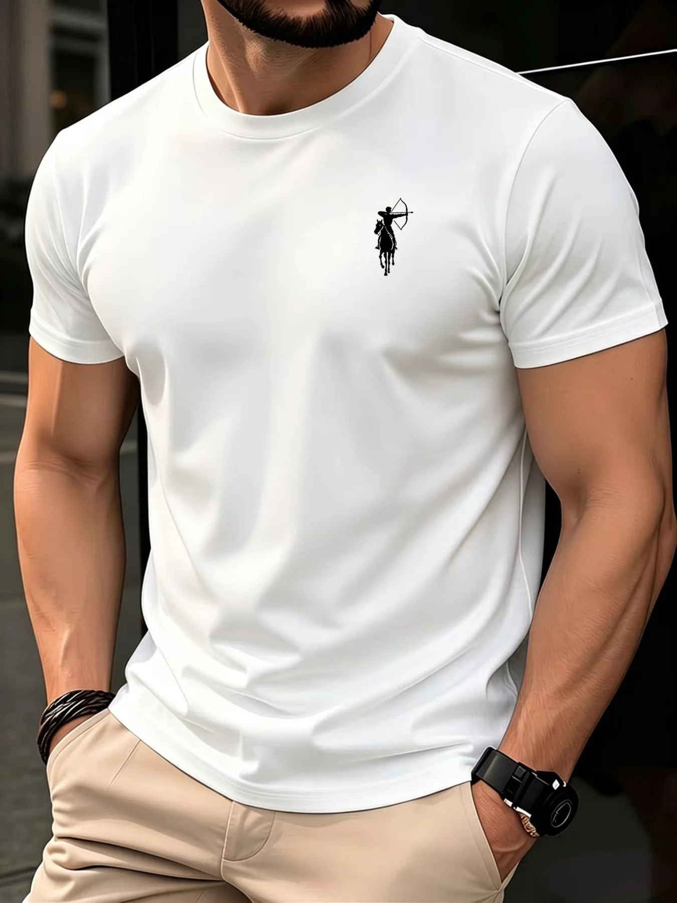 Men's 100% Pure Cotton Summer Casual Loose Fashion T-Shirt Letter Otf Simple Creative Pattern Printed Round Neck Versatile Top
