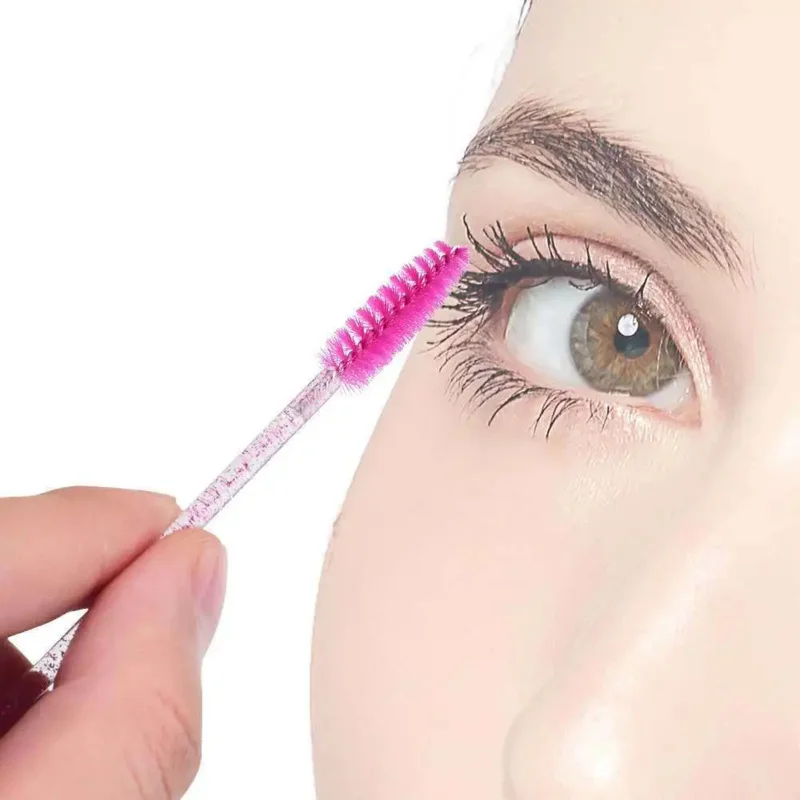 50Crystal Eyelash Comb with Holder Disposable Eyelash Extension Brush Mascara Applicator Professional Makeup Tool Set