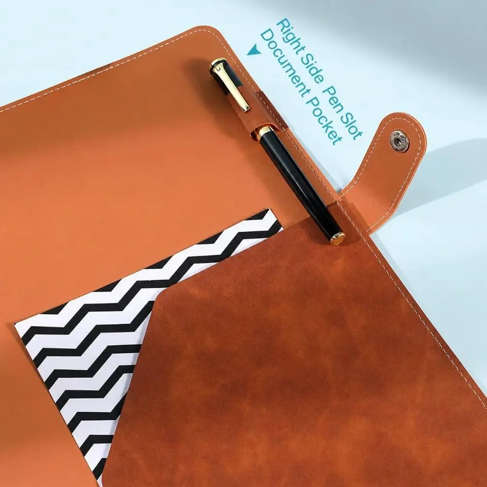 PU Leather Leather A4 Binder Notebook Transparent Inner Pockets Soft Cover Document Organizer Album Mixed Pocket Layout