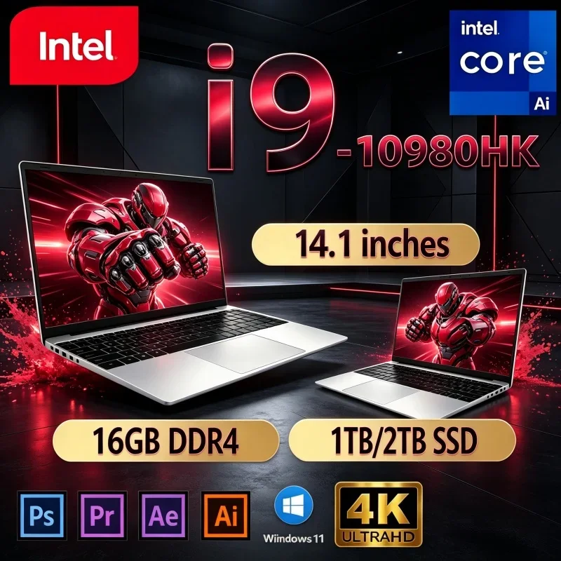 Hot 2026 Stable Daily Work 14.1 Inch Notebook Intel I9‑10980HK 16GB 32GB 2TB SSD Win11 Gaming Office