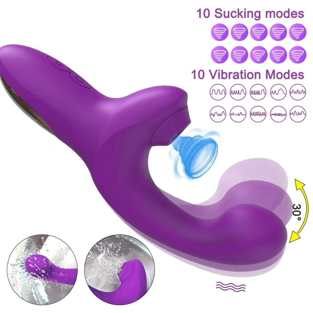 20 Speeds Powerful Dildo Vibrator Female Clit Sucker Vacuum Clitoris Stimulator Mimic Finger Wiggling Sex Toy for Womans