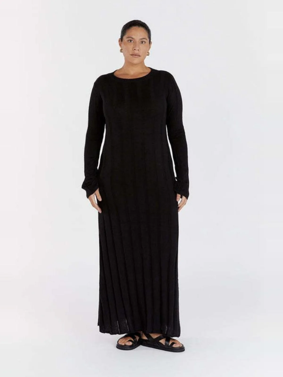 Pull Long tricoté hiver Dr rond Ne couleur Pure automne hiver femme Faion trajet Sle jupe longue