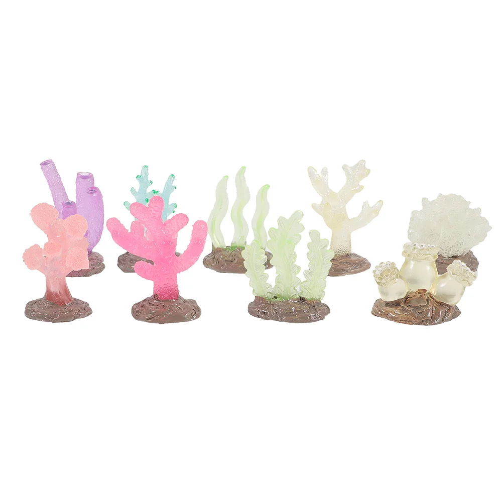 

9 Pcs Night Glow Coral Reef Decorations Realistic Resin Aquarium Accessories Fish Tank Plants nament Glowing Underwater Scene