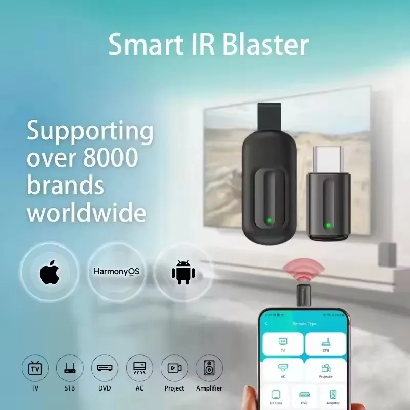 ZLRLMHY Infrarot-Sendersteuerung 38 kHz, 56 kHz, Frequenz, geeignet für über 90 % Infrarot-Haushaltsgeräte für iPhone 15/16