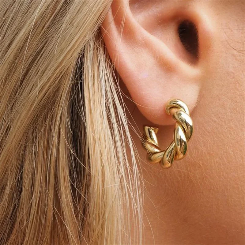 Ретро нерегулярные круглые металлические серьги-кольца для женщин золотого цвета преувеличенные панк винтажные серьги-кольца модные украшения e1201