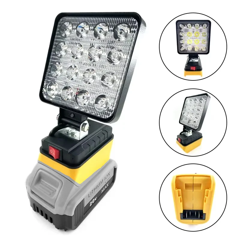 LED Work Light for Dewalt 18v 20V Lithium Battery Cordless Portable Flashlights Job Site Flood Light for Emergencies Camping
