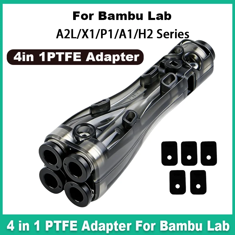 4 in 1 PTFE Adapter for Bambu Lab A2L/H2C/H2D/H2S/P1S/P1P/X1C/A1/A1 MINI Connector 4 Feeder Modules Upgrade Bambulab Accessories