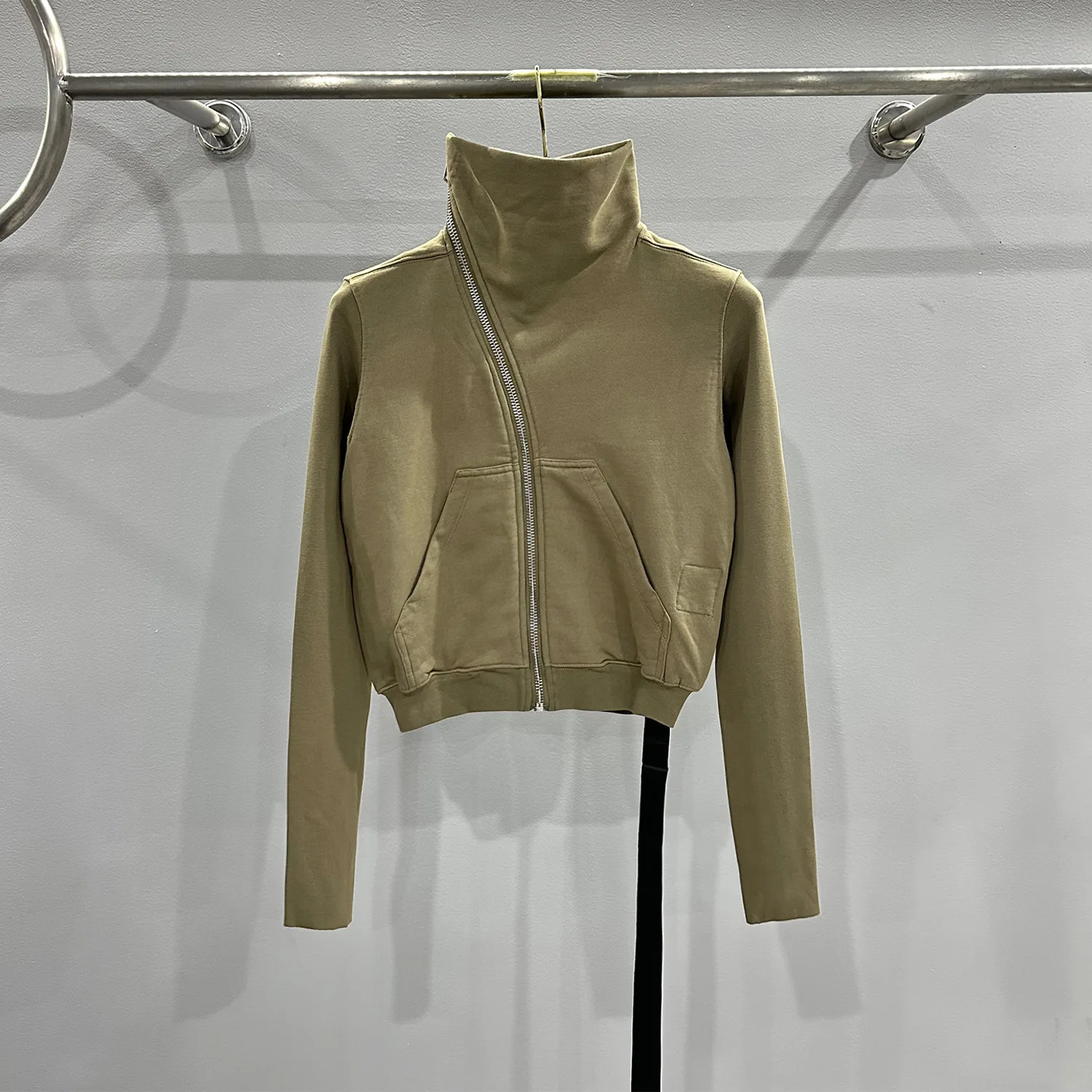 High Street Ro Style automne sweats couverture en coton femmes court polaire mince fermeture éclair col montant sweat à capuche veste