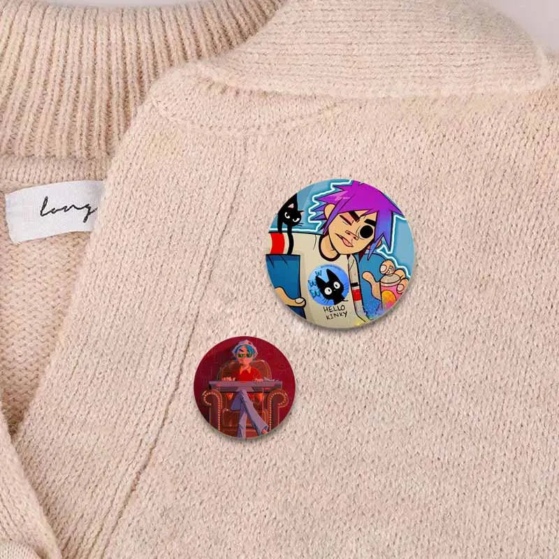 58mm Gorillaz Boat Music Icons Badge Tinplate Round Brooch on Backpack Hat Handmade Round Lapel Pins Jewelry Accessories Gifts