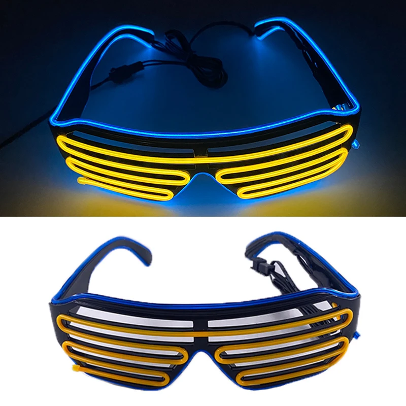 Flashing LED Shutter Glasses EL Neon Luminous Rave Glasses Night Bar Party Gifts for Halloween Christmas Cosplay Props