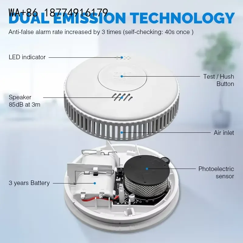 wmwmnu Factory Supply 85Db Safe Sound Standalone Photoelectric Wireless Cigarette Smoking Fire Smoke Detector Alarm