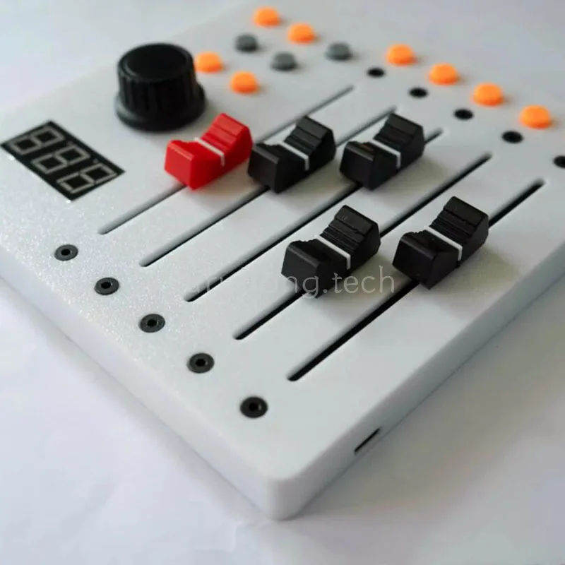 5-Channel Long Fader MIDI Controller with Transport Module for Live Streaming