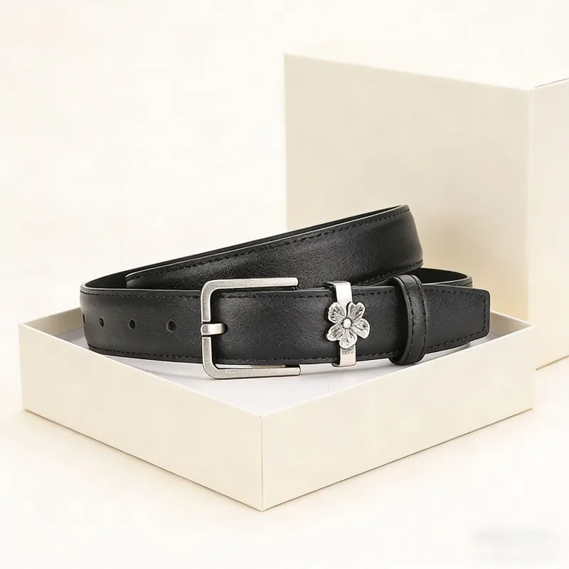 Leather Women's Fashionable Belt with A Width of 3.0CM, Suitable for Various Jeans and Casual Pants To Match with Decoration