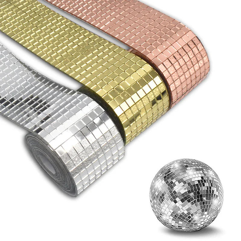 Hot Sale Disco Ball Mirror Sticker Self-Adhesive Handmade Glass Mosaic Set Square Tiles Mirror for DIY Party Decor Collage Craft