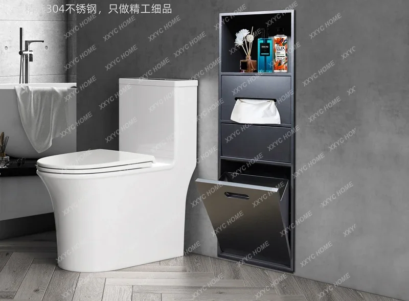 

Bathroom Niche Embedded Metal Layered Partition Shelf Finished Embedded Toilet Niche