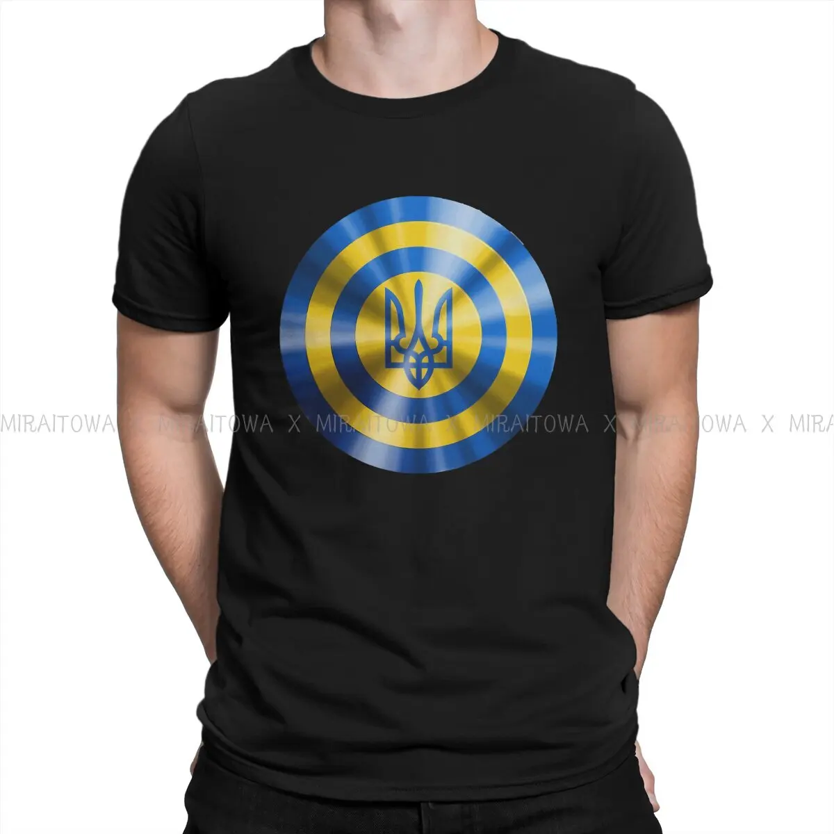 Captain Ukraine Shield  Tshirt Graphic Men Tops Vintage Goth Tees Short Sleeve Cotton Harajuku T Shirt