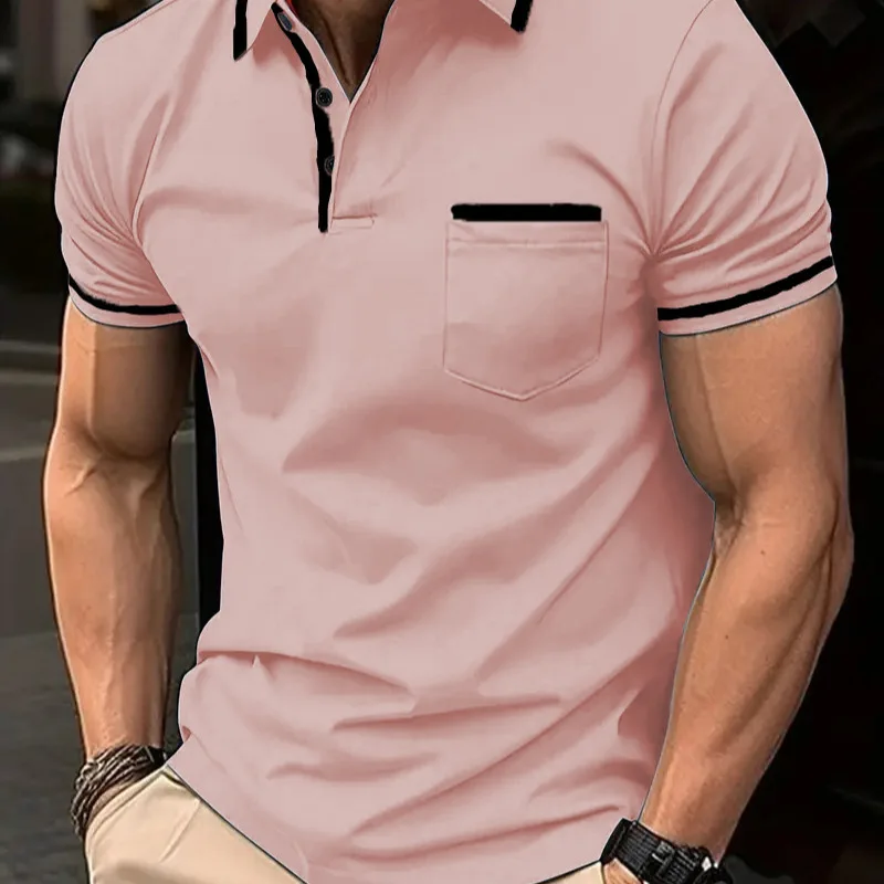Summer POLO Shirt Button Pocket Men's Sports Polo Shirt
