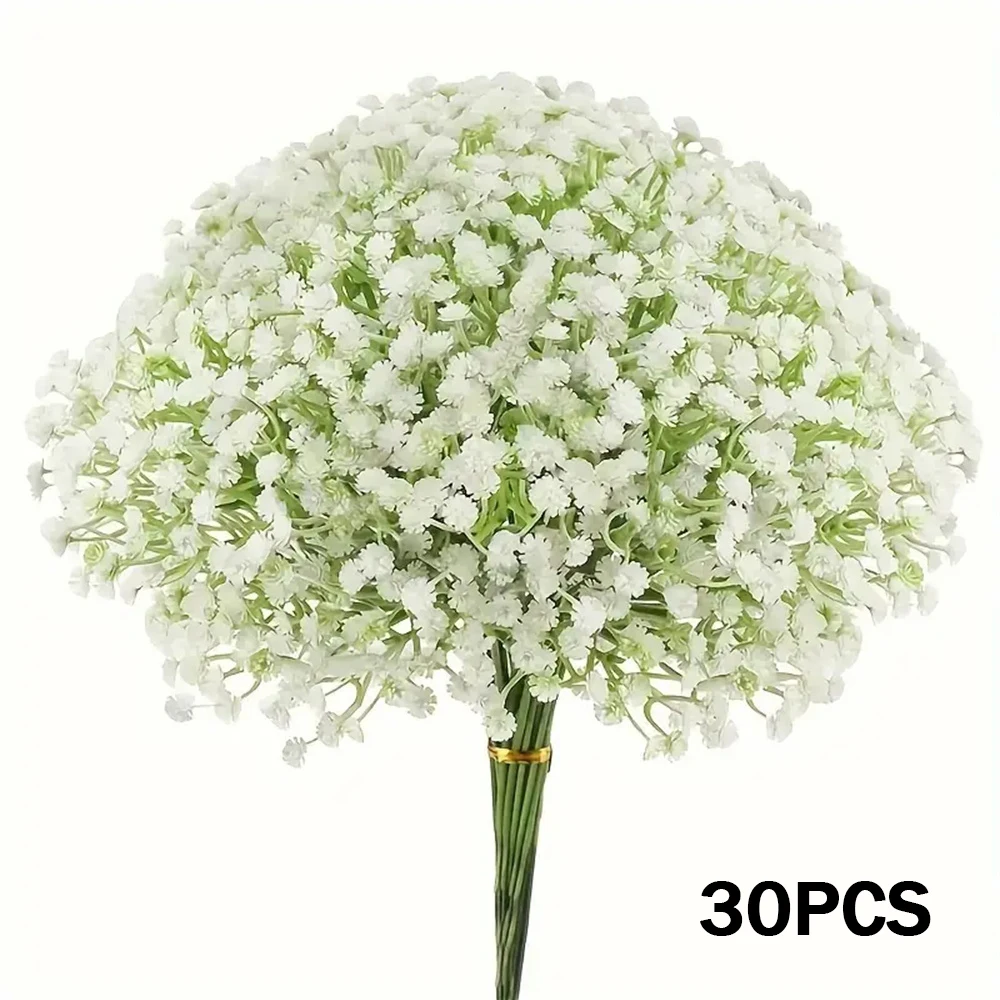 30 Stück künstliche Schleierkrautblumen, fühlen sich echt an, Gypsophila, geeignet für Hochzeit, Braut, Verlobung, Zuhause, Ornament, Raumdekoration – Detail 6