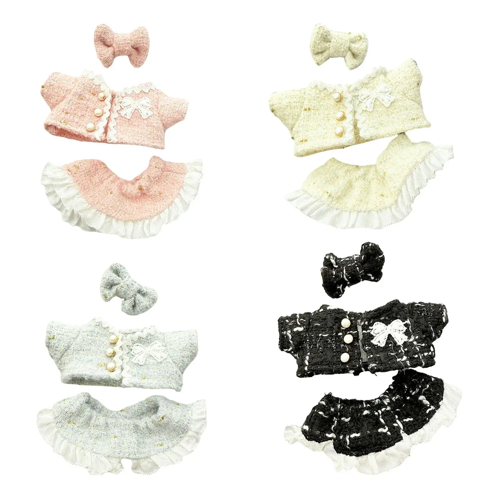 Mini 17cm Doll Clothes Costume Easy to Wear Clothing Adorable with Fashion Coat Dress and Hair Accessory for Kids Collectors