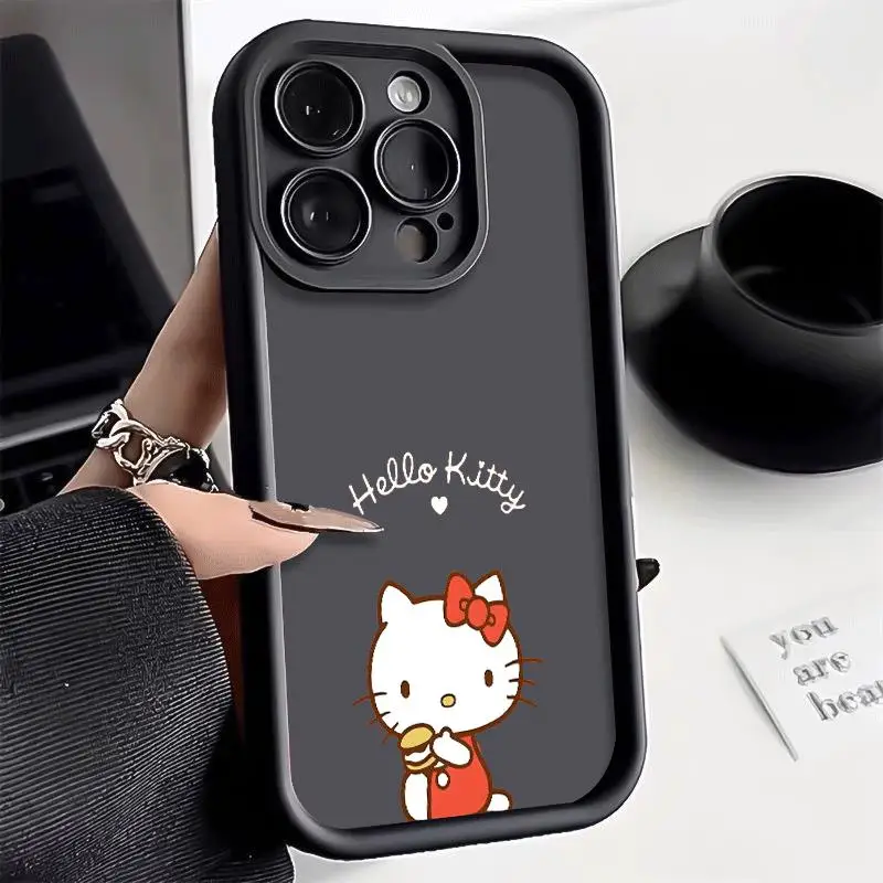 Floral Cute Y2K Sanrio Hello Kitty for Apple Iphone 16 15 14 13 12 11 XS XR X Pro Max Plus Slip Anti Fall Measures Purple Case