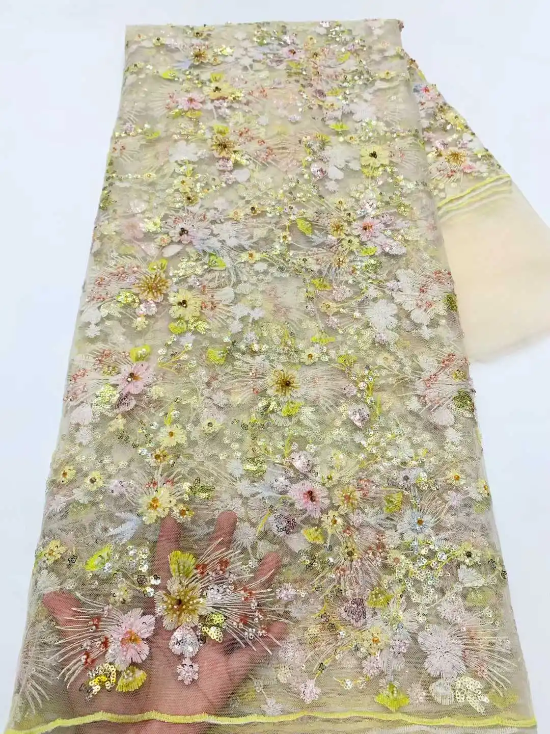 

Salouva African 3D Flower Lace Fabric, Embroidered Applique, Nigerian Fabric for Sewing, Dubai Sequins Tulle Dresses