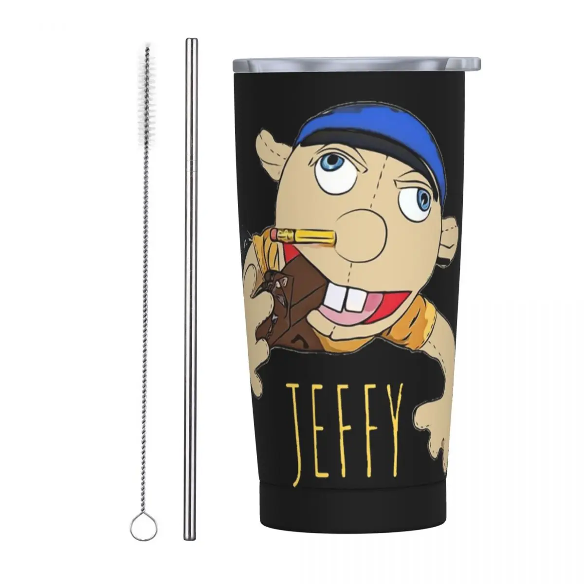 Jeffy The Puppet Hot Selling! Stainless Steel Tumbler Vacuum Insulated Mugs Thermal Cold Bottle Straws With Lid 20oz