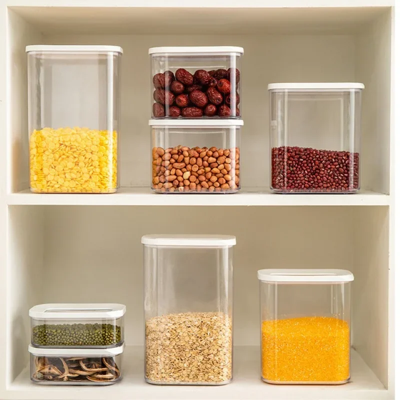 Clear Sealed Grain Storage Box Transparent Plastic Cereal Dispenser Food Container Rice Tank Jar Bucket Organizer Kitchen Tools