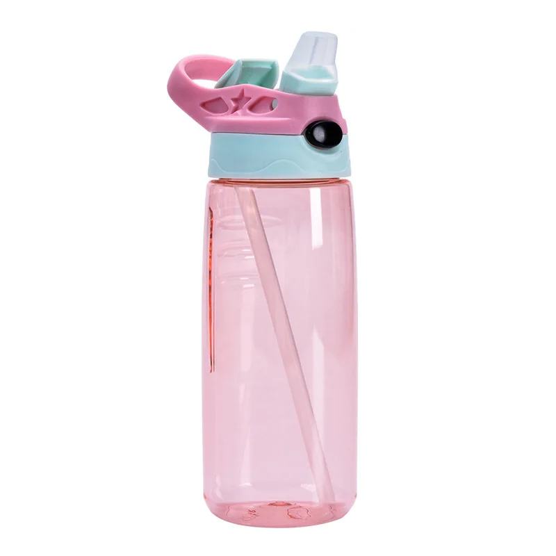 500ML Water Bottle with Straw Female Children Large Portable Travel Bottles Sports Fitness Cup Summer Cold Water with Time Scale