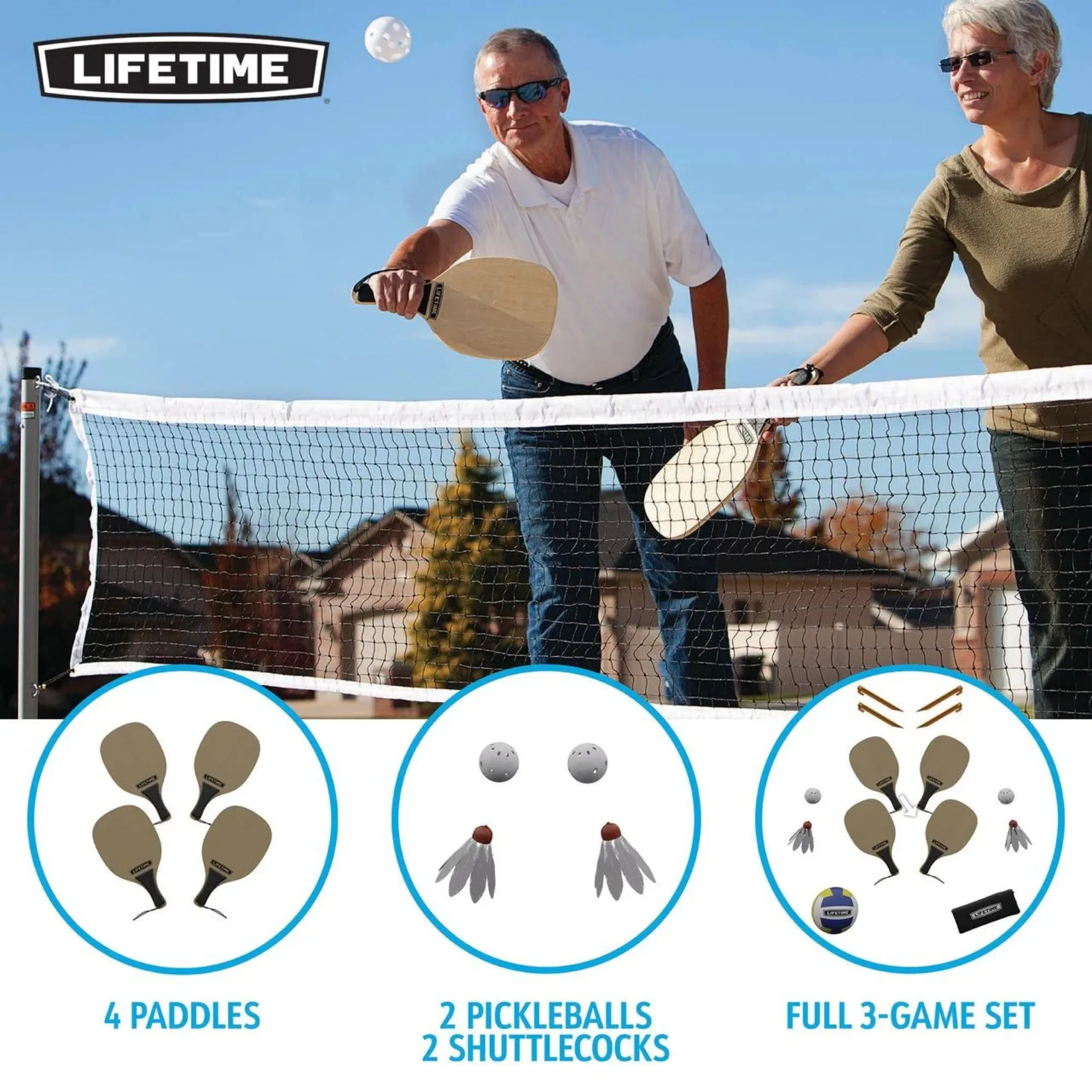 Outdoor Net Games Set for Tennis, Volleyball, Pickleball and Badminton