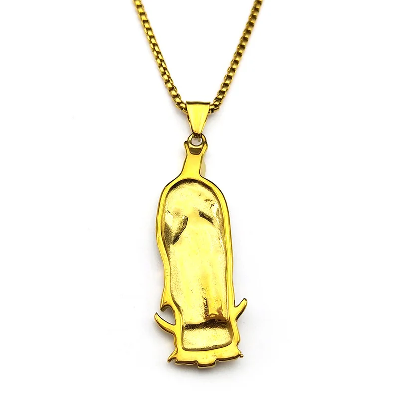 Katholische Jungfrau Maria Strass Anhänger Halskette für Frauen Männer Edelstahl Gold Silber Farbe Guadalupe Gebet Schmuck – Detail 11