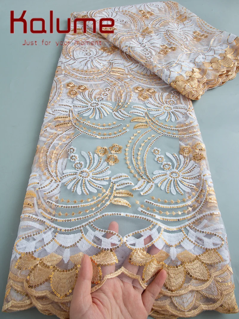 Kalume dentelle français maille Tulle dentelle tissu avec paillettes 2025 haute qualité africain dentelle tissu nigérian robe de mariée pour les femmes