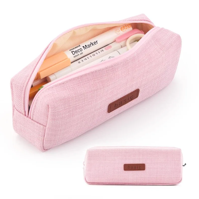 Basic Pencil Case Black School Supplies Pencilcase Estuches Escolar Large Capacity Pen Bag Kalemlik Kawaii Stationery Pencil Box