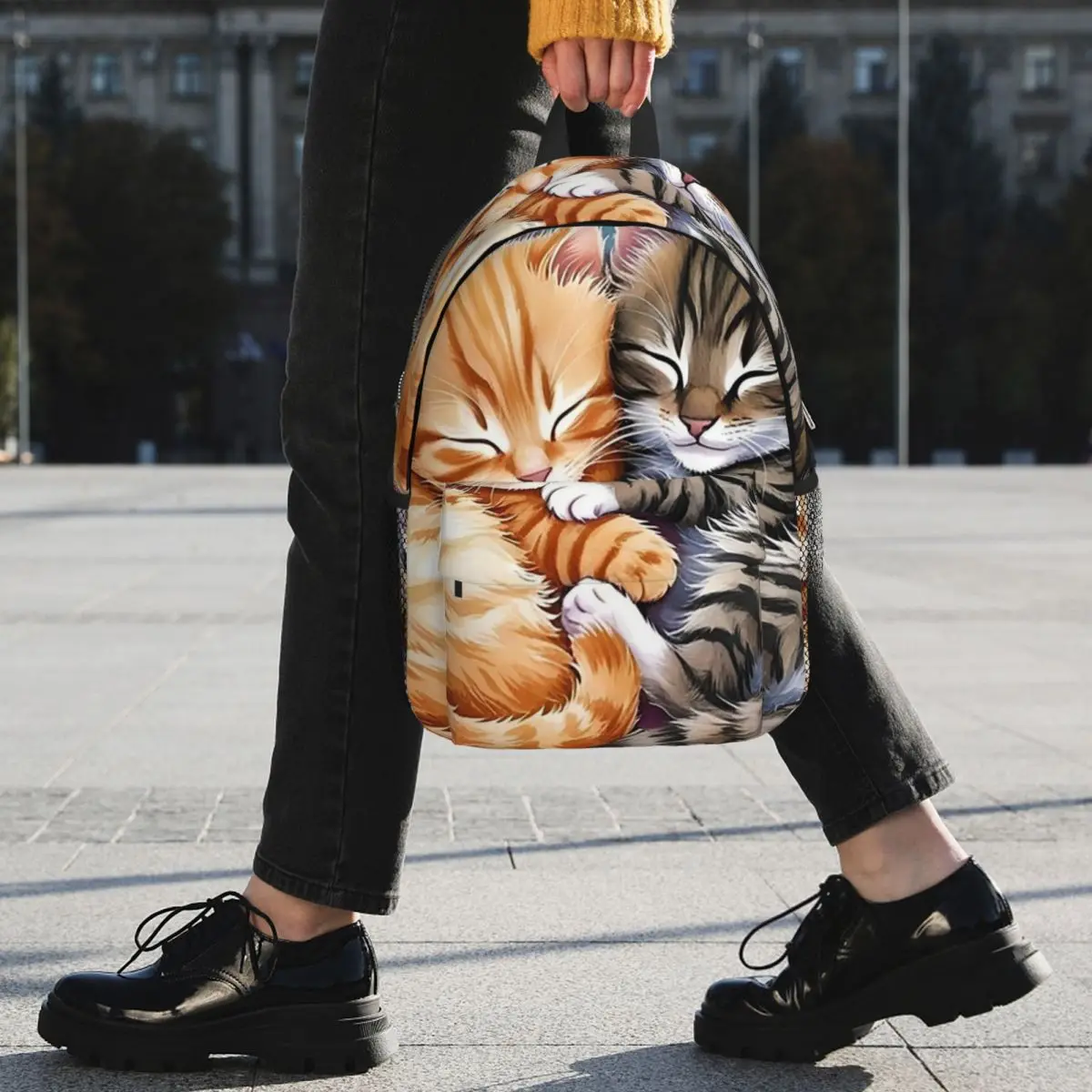 Ginger Tabby And Grey British Kitten Cat Hug Backpack Student BookBag Children School Bag Computer Shoulder Bags for Men Women