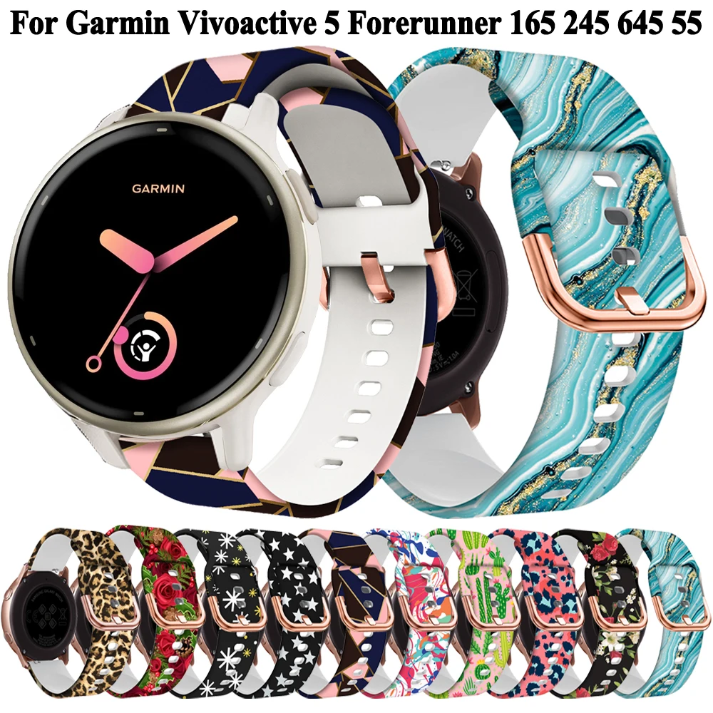 20 มม.สําหรับนาฬิกา Garmin Vivoactive 5 3 Forerunner 165 55 245 645 Venu Sq 2 Plus สายรัดข้อมือซิลิโคน smartwatch Bands