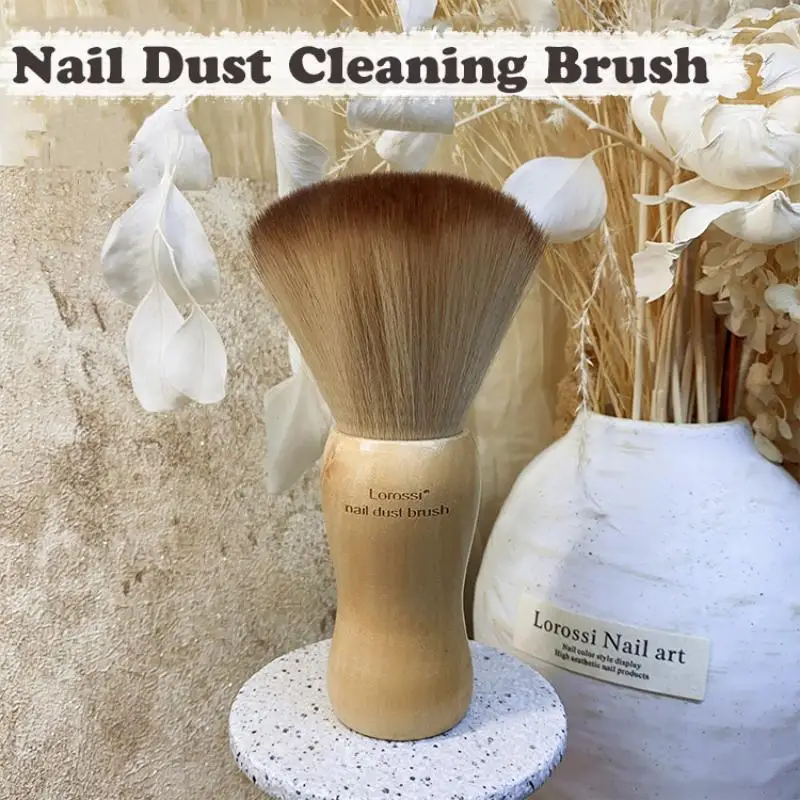 1PC プロフェッショナルふわふわネイルアートブラシラウンド木製ハンドルダストクリーニング化粧ブラシマニキュアアクセサリーサロン機器ツール