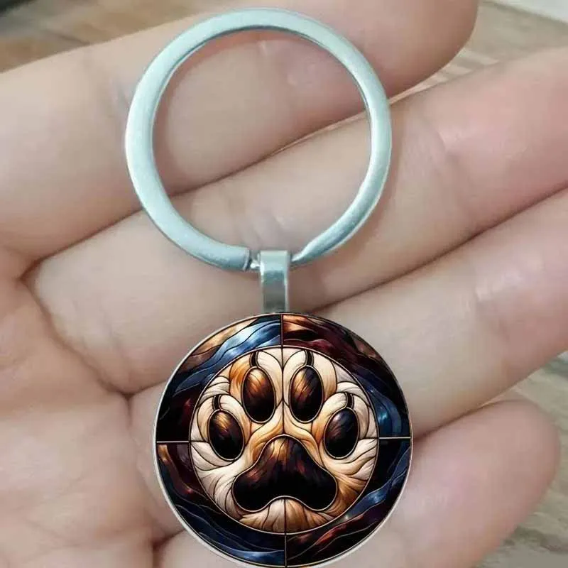 

Fashionable alloy colored paw print keychain, suitable for pet enthusiasts - suitable for birthdays, Christmas, Easter