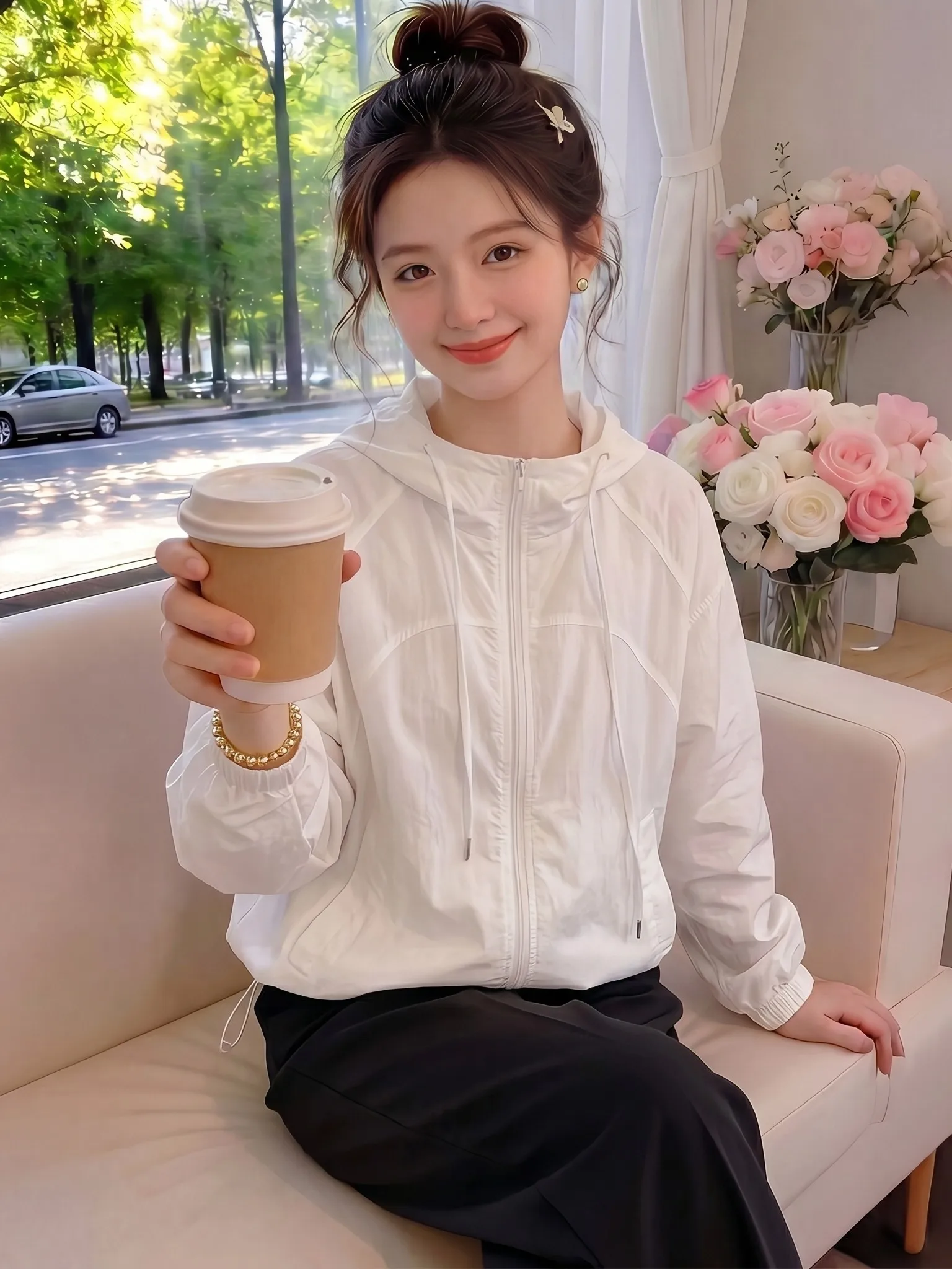 

Fashionable Women's Outerwear Sun Protection Versatile Stylish Summer 2026 Breathable Long Sleeve Zipper Closure Color