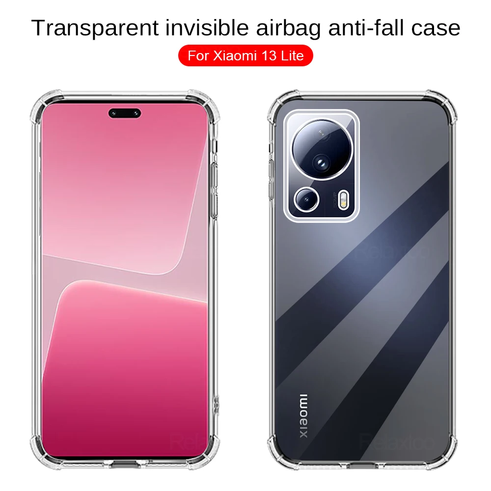 For Xiaomi 13 Lite 5G Case Clear Airbags Shockproof Coque Xiomi Xiami Xaomi Xiaomy Mi 13lite 13 Light 5G Soft Silicon Back Cover