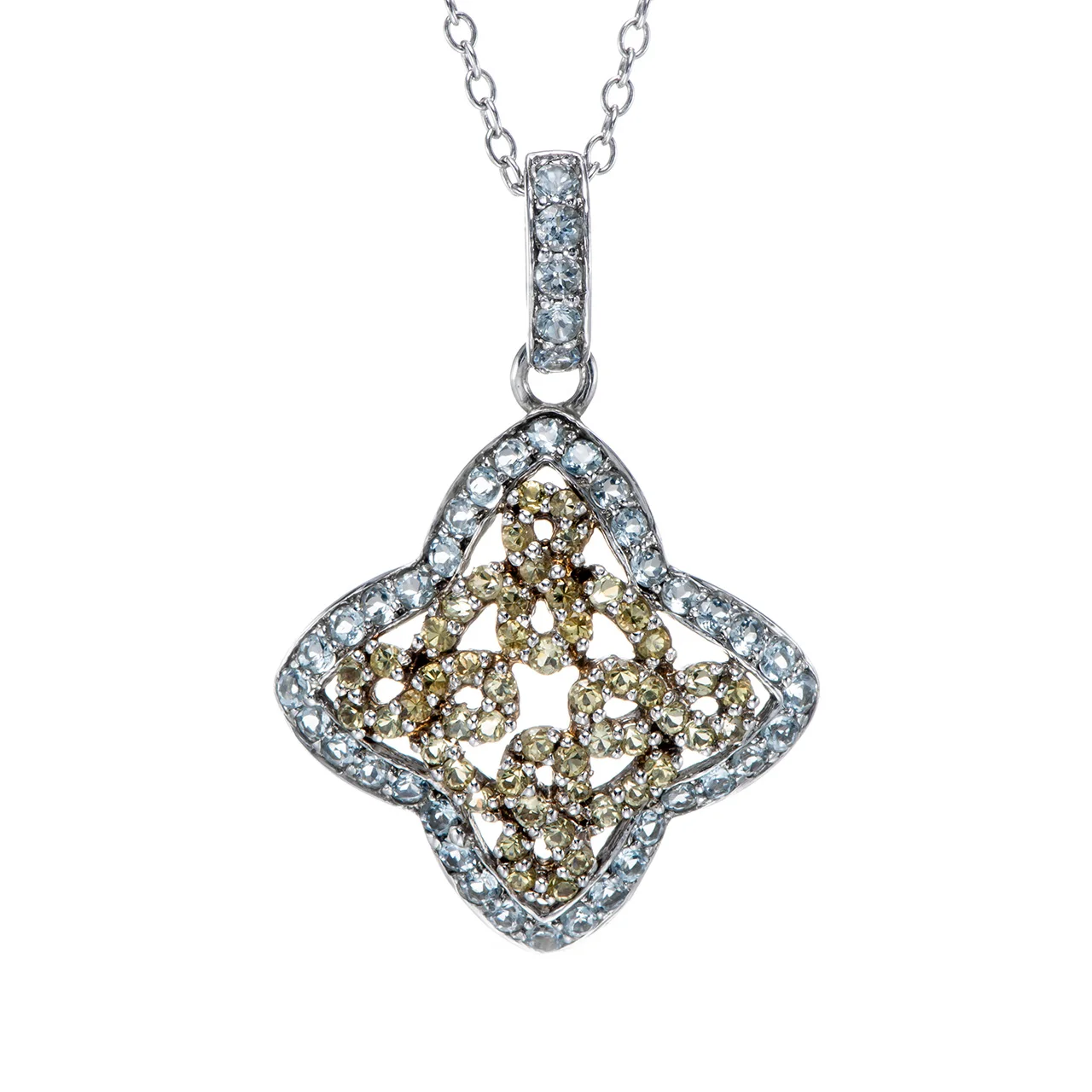 

Кулон GESIDE с цитрином и небесно-голубым топазом и родием из стерлингового серебра с цепочкой