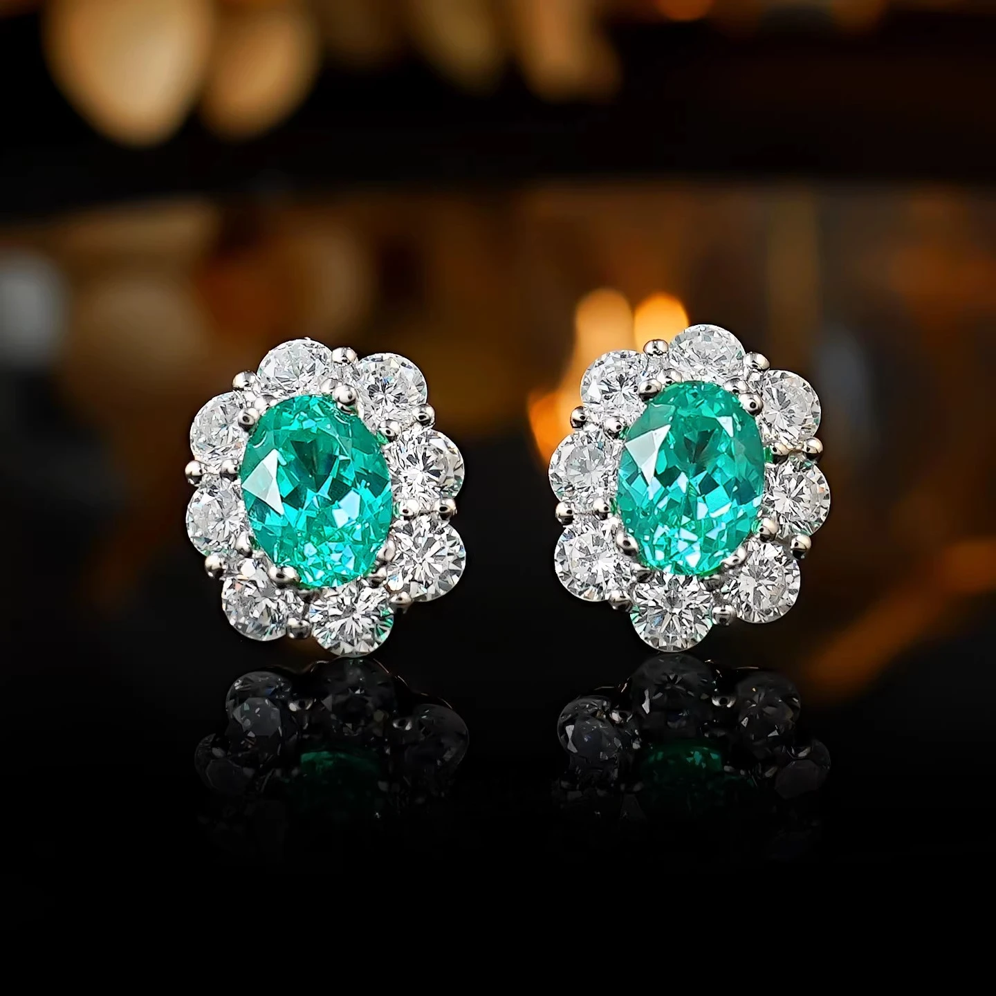 925 pure silver earring 1.5 carat pigeon egg surround diamond set with Para í ba color fashionable women's jewelry