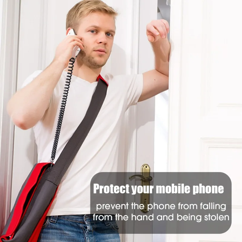 Colorful Elastic Spring Rope with Card Anti-Lost Retractable Spiral Elastic Keychain Strap Lanyard for IPhone 16 Samsung Xiaomi